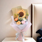 Roze boeket met zonnebloem - 22cm