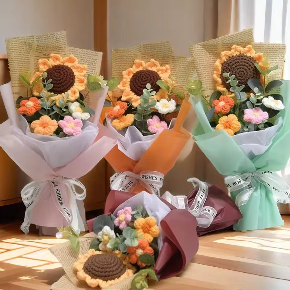 Oranje boeket met zonnebloem - 22cm