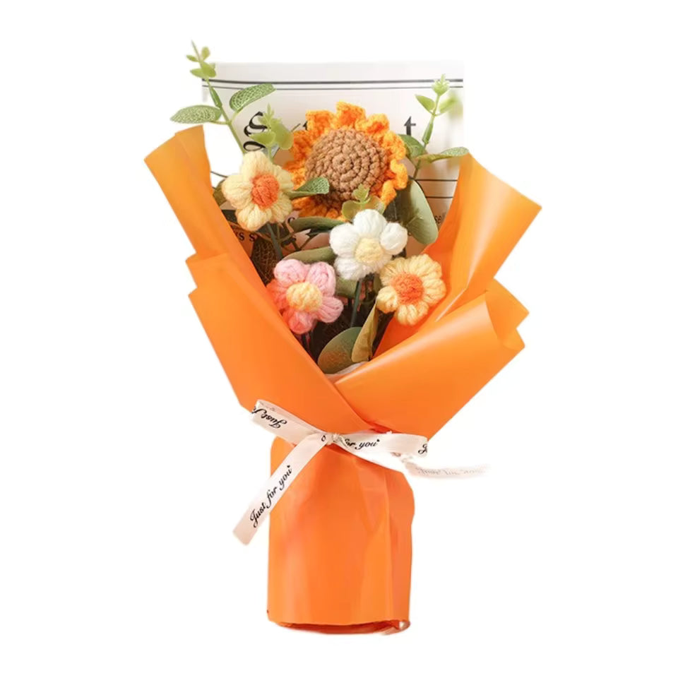 Oranje boeket met zonnebloem - 22cm