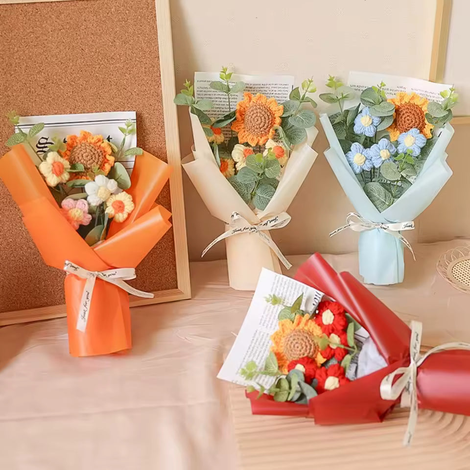 Oranje boeket met zonnebloem - 22cm