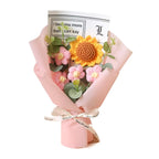 Roze boeket met zonnebloem - 22cm