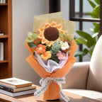 Oranje boeket met zonnebloem - 22cm